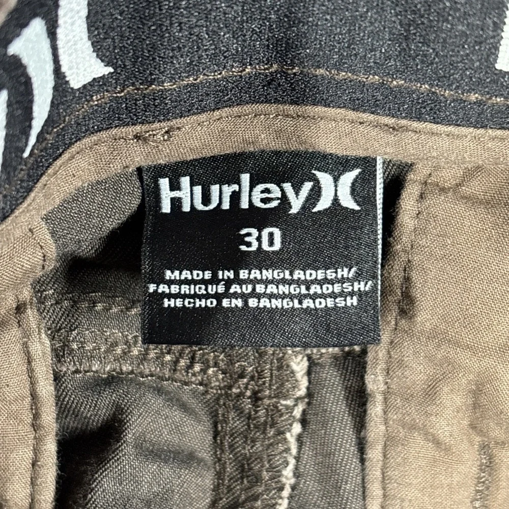 Hurley Chino Pants Mens 30x30 Brown Dri-FIT Straight Leg Zipper‎ Pocket